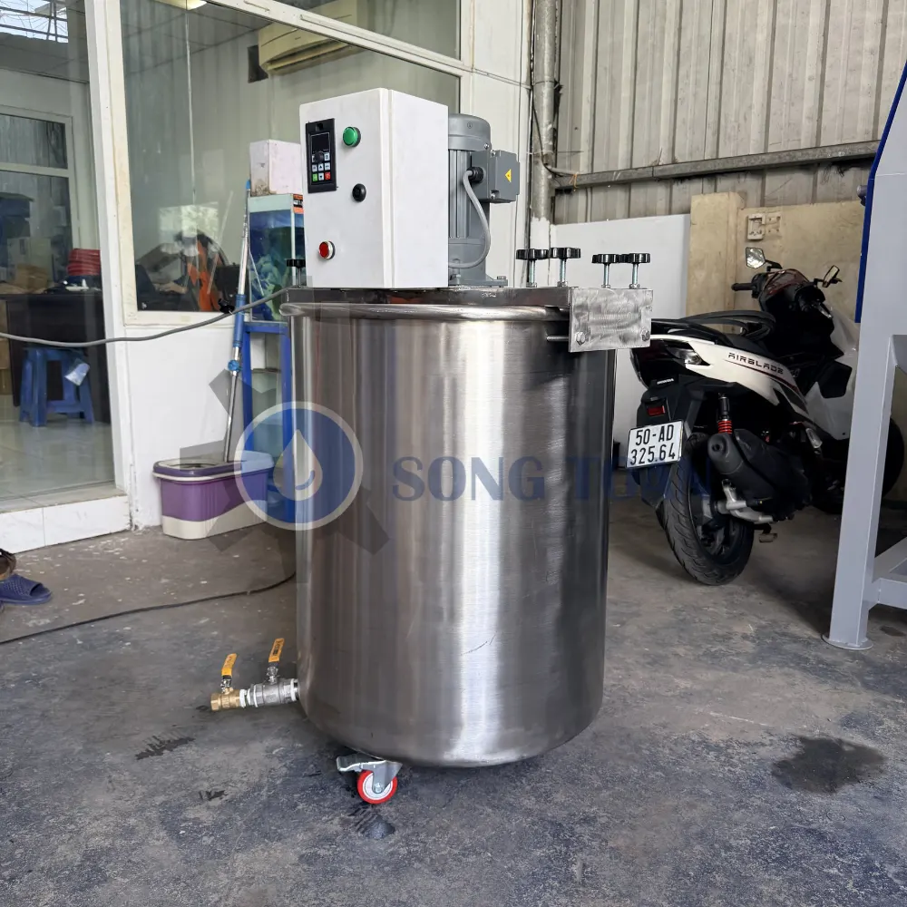 máy khuấy gá ngang thùng 200 lít